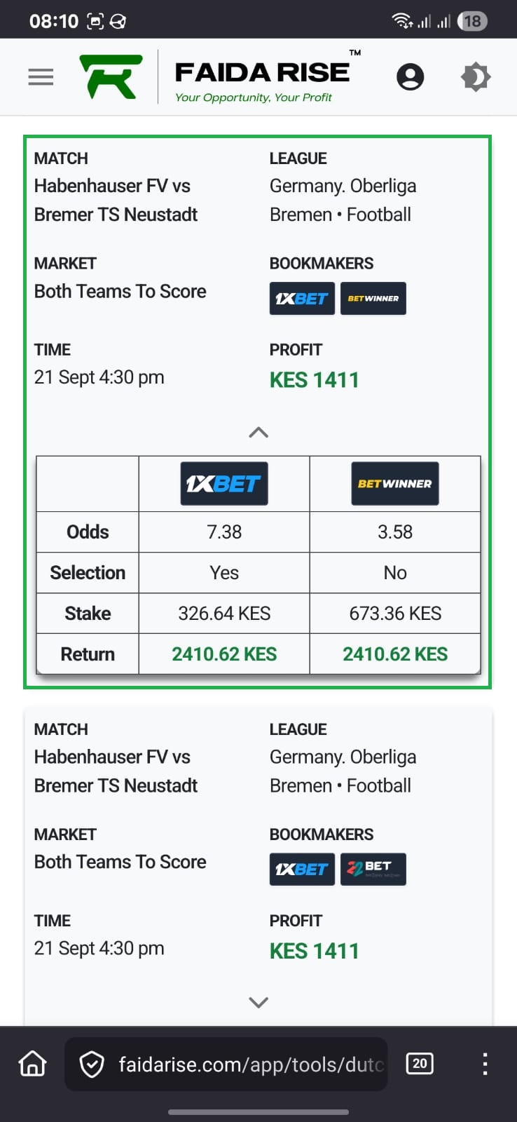 FaidaRise Dashboard — Mobile View